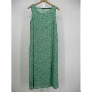 Appleseed’s Vintage Women’s Midi Sage Green Vine Pattern Dress size 16